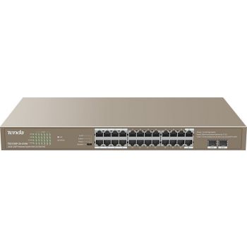 [TEG1126P-24-410W] Tenda TEG1126P 24GE+2SFP Ethernet Switch 24-Port PoE, 100/1000Mbps, 48Gbps Switching Capacity, 410W Power, 4 Modes | TEG1126P-24-410W