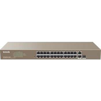 [TEF1126P-24-410W V2.0] Tenda TEF1126P 24FE+2GE/1SFP Rackmount Unmanaged PoE Switch, 8.8Gbps, 4M Buffer, 6KV Lightning, 370W Power Output | TEF1126P-24-410W V2.0