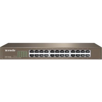 [TEF1024D] Tenda TEF1024D 24-Port 10/100 Unmanaged Switch, 200Mbps Duplex Bandwidth, 6000V Lightning Protection, Metal, 4.8Gbps Capacity, 2.5Mb Buffer | TEF1024D
