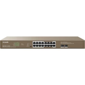 [TEG1118P-16-250W] Tenda TEG1118P-16-250W 16GE+2SFP Ethernet Switch With 16-Port PoE, 36bps Switch Capacity, 100-240V AC 50/60Hz Input Voltage, 6KV Lightning Protection, 250W Power Supply | TEG1118P-16-250W