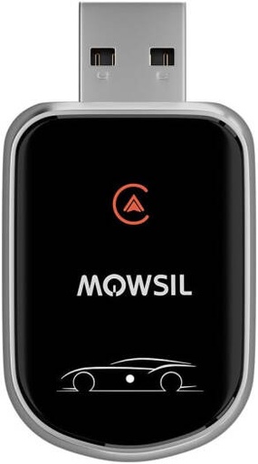 [MOCPB1] Mowsil Wireless CarPlay & Android Auto Adapter, Plug & Play USB Dongle with Bluetooth 5.2 & WiFi, Convert Wired CarPlay to Wireless, LED Status Indicator, Portable Car Accessory, Black | MOCPB1