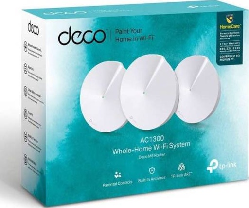 [3-Pack] TP-Link Deco M5 Mesh WiFi System | Antivirus Security & Parental Controls | Up to 4,500 sq. ft. Coverage | Alexa & IFTTT Compatible | 3-Pack