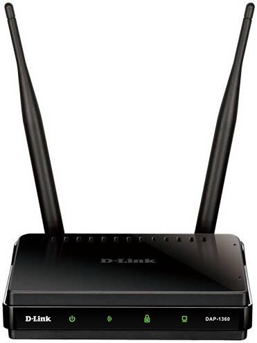 [DAP-1360] D-Link Wireless N Range Extender, 2x 2 dBi Gain Detachable Omni-Directional Antennas, 2.4GHz Frequency, Up to 300 Mbps Signal Rate, 1x Fast Ethernet LAN, Black | DAP-1360