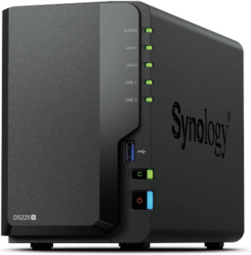 [DS225+] Synology DiskStation DS225+ 2 Drive Bays NAS Server, Intel Celeron J4125 Processor, 2GB RAM, 3.5" SATA HDD, 2.5" SATA SSD, Hot Swappable Drive, Black | DS225+