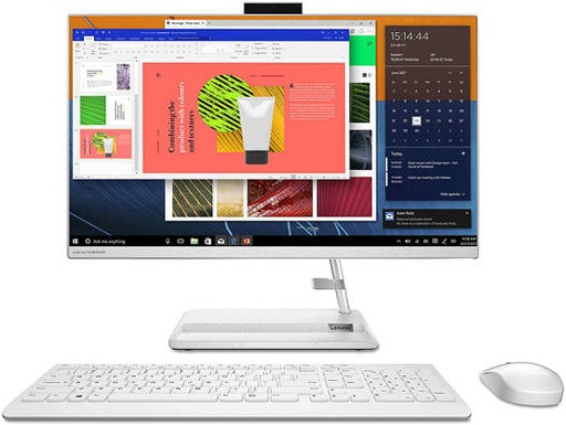 [F0FW0059AX] Lenovo IdeaCentre AIO 3 Desktop Computer, 27" FHD IPS Display, Intel Core i7-1165G7, 8GB RAM, 1TB HDD, NVIDIA GeForce MX450 2GB, White Calliope Wireless Arabic KB & Mouse, No OS, White | F0FW0059AX