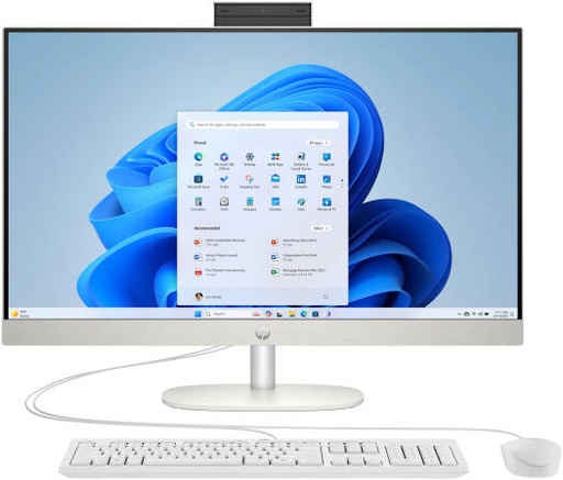 [D30C4EABH5] HP All-in-One AI 27-cr2041nh Desktop Computer, 27" FHD IPS Display, Intel Core Ultra 7 255U, 8GB RAM, 512GB SSD, Intel UHD Graphics, Wired Keyboard & Mouse, No OS, White | D30C4EABH5