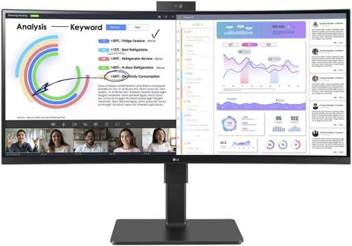 [34BQ77QC-B] LG UltraWide 34BQ77QC Curved Monitor, 34" IPS Display, WQHD Resolution, 60Hz Refresh Rate, 5ms (GtG Faster) Response Time, USB Type-C Up to 90W, 1.07B Color Display, Black | 34BQ77QC-B