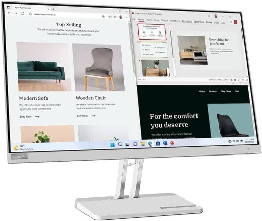 [67ACKAC4AE] Lenovo L27e-40 27" FHD VA Monitor, 100Hz (HDMI) Refresh Rate & 4ms Response Time, AMD FreeSync Technology 72% NTSC Color Gamut, 100mm VESA Mountable, Tilt Stand, HDMI1.4 / VGA, Cloud Grey | 67ACKAC4AE