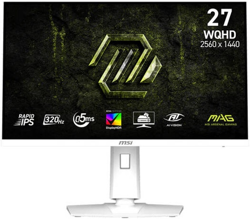 [9S6-3CE49H-028] MSI MAG 274QRFW X32 Monitor, 27" Rapid IPS Display, WQHD Resolution, 320Hz Refresh Rate, 0.5ms (GtG) Response Time, AMD FreeSync Premium & NVIDIA G-Sync Technology, White | 9S6-3CE49H-028