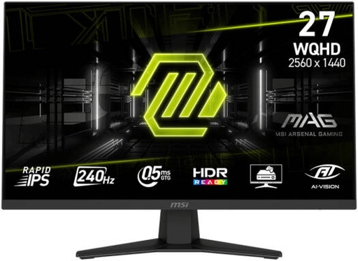 [9S6-3CE41H-061] MSI MAG 274QF X24 Gaming Monitor, 27" Rapid IPS Display, WQHD Resolution, 240Hz Refresh Rate, 0.5ms (GtG) Response Time, AI Vision Technology, Black | 9S6-3CE41H-061