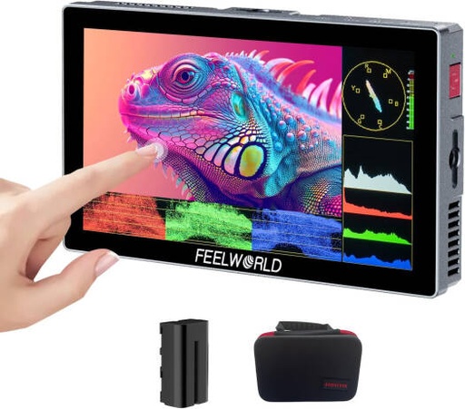 [feelworld-p6x-touchscreen-camera-monitor-5-5-1000-nits-ultra-bright-screen-full-hd-ips-display-4k-hdmi-input-output-hdr-and-3d-lut-support-aluminum-alloy-body-black-p6x] FEELWORLD P6X Touchscreen Camera Monitor, 5.5" 1000 Nits Ultra-Bright Screen Full HD IPS Display, 4K HDMI Input & Output, HDR and 3D LUT Support, Aluminum Alloy Body, Black P6X