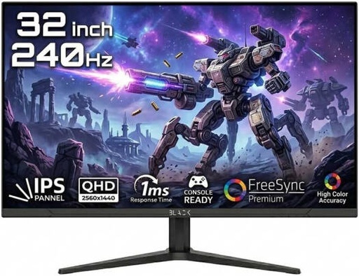 [BGM-PX24P-165] Black IPS Gaming Monitor 32" 240Hz Display, QHD 2560x1440 Resolution, Fast 1ms(GTG), 120% sRGB FreeSync RGB Backlight For eSports Gamers, Home, Office, Black | BGM-PX24P-165