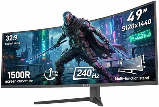 [BGM-VS49-U240] Black Gaming Monitor, 49" 5K 240Hz Display, Ultrawide Curved 1500R DQHD, Computer Display Screen 85% NTSC Support, PIP/PBP, HDR, VESA Freesync, Black | BGM-VS49-U240