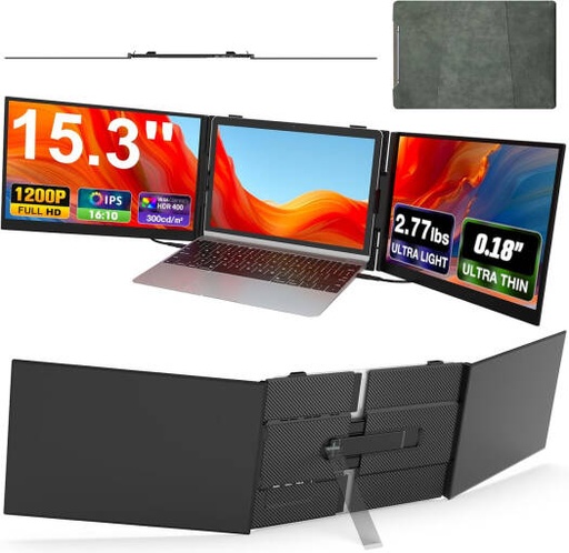 [VS8UM] V2COM S8 Ultra Max Ultra-Thin Laptop Screen Extender 15.3" FHD 1200P Portable Monitor, Dual Screen Productivity Display, Plug & Play for 14" 17.3" Laptops | VS8UM