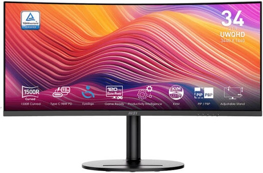 [MD342CQP] MSI Modern MD342CQP Business Productivity Monitor, 34" VA Display, UWQHD Resolution, 120Hz Refresh Rate, 1ms (MPRT) Response Time, AMD FreeSync Premium, 1500R Curvature, Black | MD342CQP