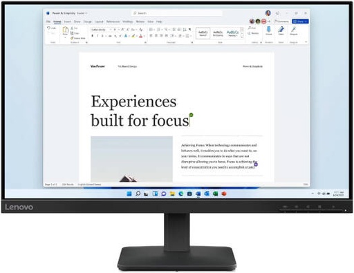[68C2KAC1AE] Lenovo L24-4e Monitor, 24" IPS Display, FHD Resolution, 100Hz Refresh Rate, 4ms (GtG @ Extreme) Response Time, 16.7M Color Support, 2.0 mm Side Bezel, Raven Black | 68C2KAC1AE