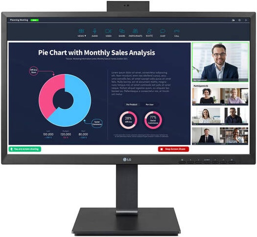 [24BP750C-B] LG 24BP750C Monitor, 24" IPS Display, FHD Resolution, 60Hz Refresh Rate, 5ms (GtG @ Faster) Response Time, 16.7m Color Display, Tilt, Height, Swivel & Bi-directional Pivot, Black | 24BP750C-B