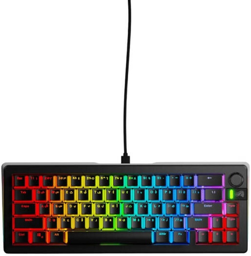 [65-PB-FOX-W-BLK-AR] Glorious GMMK 3 Prebuilt 65% Mechanical Keyboard, ENG-ARB Layout, Modular Gasket, 5-Pin MX Hotswap Support, Fox Mechanical Switches, GPBT Doubleshot Keycaps, Black | 65-PB-FOX-W-BLK-AR