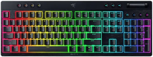 [RZ03-05270100-R3M1] Razer BlackWidow V4 Low-Profile HyperSpeed Mechanical Gaming Keyboard, English Layout, 1000Hz Polling Rate, Chroma RGB Lighting, Razer Green Switch, Tri-Mode, Black | RZ03-05270100-R3M1