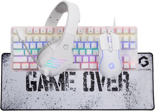 [GO-VIPER-XA] GAMEON VIPER XA All-In-One Artic Series Gaming Bundle, Mechanical Keyboard, Headset, Mouse & Mousepad, RGB Lighting Effects, Blue Switches, 7200 DPI, Immersive Sound, Ergonomic Design | GO-VIPER-XA