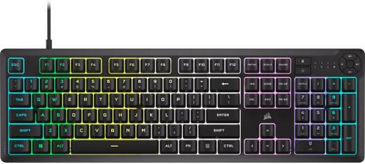 [CH-9226C65-NA] Corsair K55 Core RGB Gaming Wired Keyboard, Rubber Dome Switches, 6 Macro Keys, 110 Keys, 12-KLey Selective (12KRO) Rollover, English Keyboard, Tangle-Free rubber, Black | CH-9226C65-NA