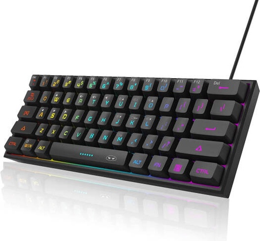 [TS91] MageGee TS91 Wired Membrane Gaming Keyboard, RGB Backlight, 60% Layout, Metallic Feeling Membrane Keyboard, Ergonomic Design, 1.8m Cable Length, English-Arabic K/B, Black | TS91