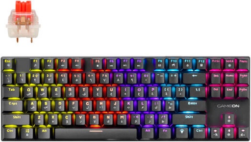 [GOMK87-RS] GAMEON KENORA Series GOMK87-RS 80% Mechanical Wired Gaming Keyboard, 87 TKL Keys, Red Switch, English/Arabic Layout, RGB Lighting, 1.5m PVC Cable, Black | GOMK87-RS