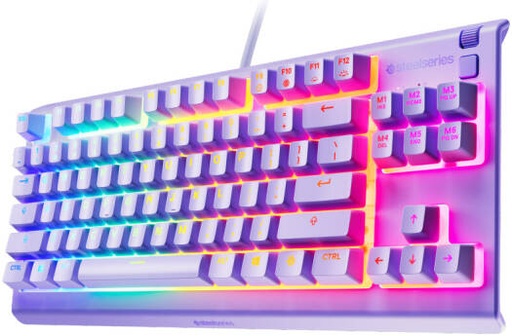 [64940] SteelSeries Apex 3 TKL Wired Membrane Gaming Keyboard, Whisper-Quiet Gaming Switches, Customizable 8-Zone RGB Illumination, High Quality Polymer Frame, English (US) Layout, Lavender | 64940