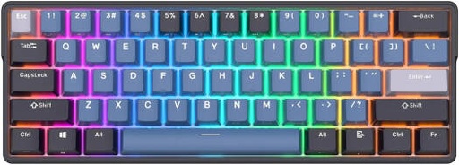 [RK61 Plus] RK Royal Kludge RK61 Plus Mechanical Keyboard, 61 Keys, Hot Swappable, 18 RGB Backlight Modes, Brown Switch, Tri-Mode Connectivity, Detachable USB Cable, Indigo | RK61 Plus