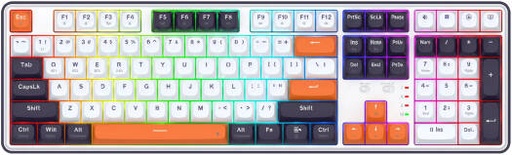 [K689WBO-RGB-PRO] Redragon Wyvern K689 PRO Wireless Gaming Keyboard, 104 Keys + 4 Extra Hot Keys, Linear Mint Mambo Switch, Hot Swap Base, 3-Layer Noise Reduction, Round PBT Keycaps, White/Black | K689WBO-RGB-PRO