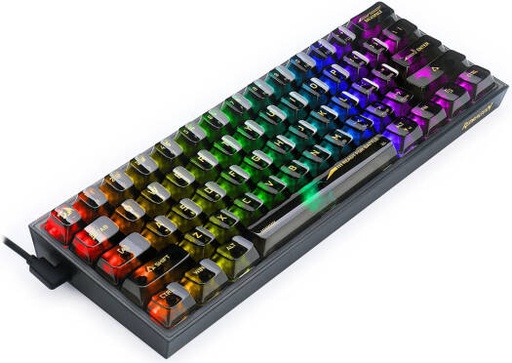 [K617CTB-RGB] Redragon FIZZ K617CTB-RGB 60% Wired Mechanical Gaming Keyboard, 61 Keys, Full-Transparent Design, RGB Backlighting, Linear Switches, Hot-Swappable, Pro Software, Black | K617CTB-RGB