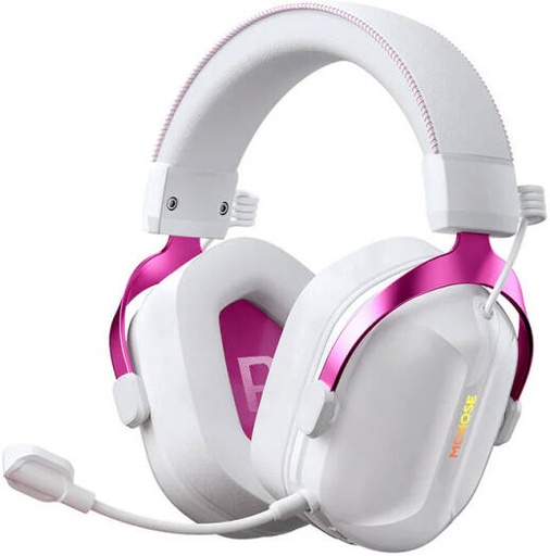 [MC-S9-2] MCHOSE S9 Wireless Gaming Headset, 50mm Dynamic Drivers, 15ms Ultra Low Latency, AI Intelligent Denoise, 7.1 Surround Sound, Wired/2.4G/BT Wireless, 50 Hours Battery Life, White | MC-S9-2