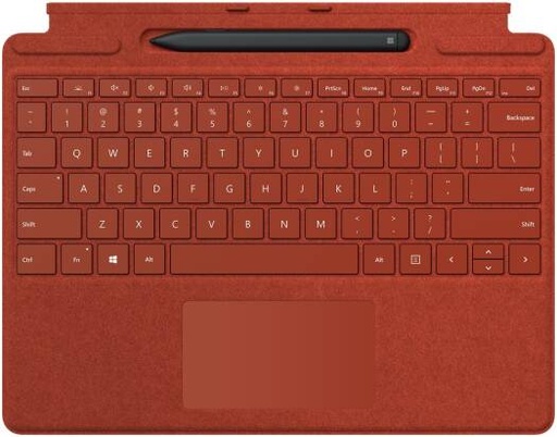 [27I-00021] Microsoft Surface Pro X Signature Keyboard with Slim Pen Bundle, With Trackpad, Accelerometer, Backlit, English, Poppy Red | 27I-00021