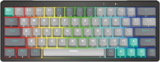 [MK912] Fantech Atom Pro63 60% Mechanical Gaming Keyboard, 63 Keys, Hotswappable Keys, 22 RGB Lighting Modes, Anti-Ghosting Keys, Red Switch, Adjustable Feet, 2.4GHz, BT5.0, Wired, 2000mAh, Mercury | MK912