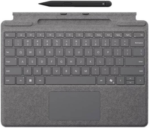 [8X6-00214] Microsoft Surface Pro Keyboard Cover With Pen Storage, For Surface Pro, 8, 9 & 10, Glass Touchpad, Mechanical Keys, Magnetic Attachment, Platinum | 8X6-00214