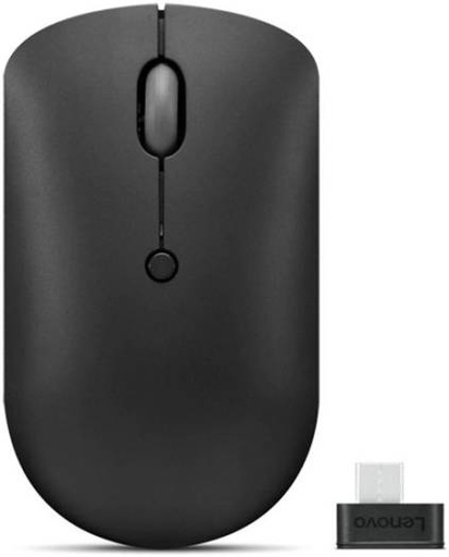 [GY51D20865] Lenovo 400 Wireless Compact Mouse, 3 Level Adjustable DPI 800/1600/2400, Red Optical Sensor, 2.4 GHz USB-C Wireless Dongle, Black | GY51D20865