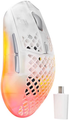 [62715] SteelSeries Aerox 3 Wireless Gen 2 Gaming Mouse, 26K DPI, 4K Polling Rate, Ultra-Light 68g Wireless Mouse with Bluetooth & 200H Battery Life, Ghost | 62715