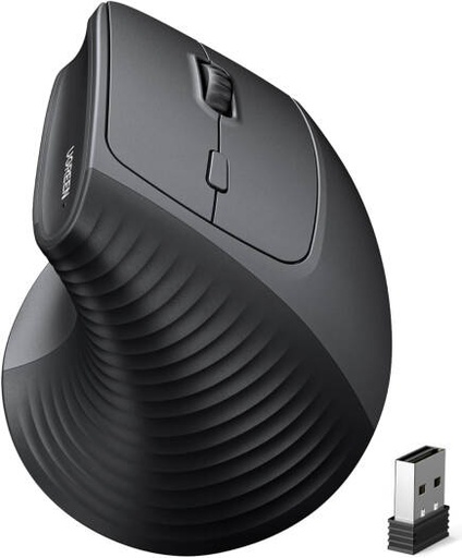 [55916] UGREEN Ergonomic Vertical Mouse, 57° Vertical Angle, Up to 4000 Adjustable DPI, 6 Buttons, Single Mode, Up to 10 Meters Transmission Range, 2.4GHz Optical Connectivity, Black | 55916