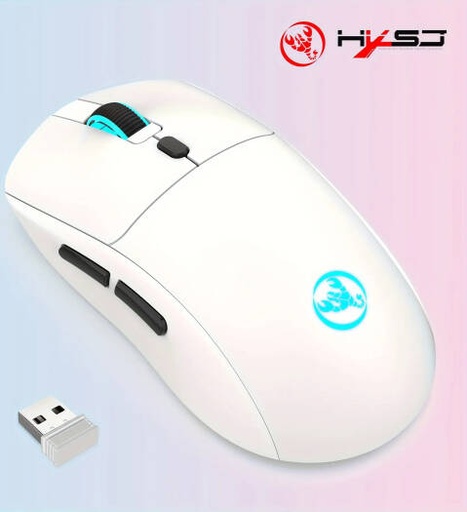 [T20] HXSJ T20 Wireless Gaming Mouse, 10G Acceleration, 30 IPS, 3600 Movement Speed, PAW-3212 Sensor, Built-in 650mAh Battery, 2.4G Connection, White | T20