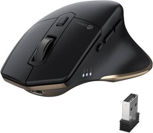[MD-172] iClever MD172 Bluetooth Mouse, Wireless Mouse Dual Mode(Bluetooth+USB), Multi-Devices Ergonomic Mouse with 5 Adjustable DPI and 7 Buttons, Rechargeable Silent Mice, Black | MD-172