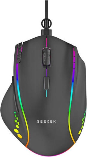 [SD-GM] SEEKEN Dominator RGB Gaming Mouse, 800-7200 DPI Range, Huano 5 Million Click Switches, Instant 725F Chipset, RGB Lighting, 1.8m Braided Cable, Black | SD-GM