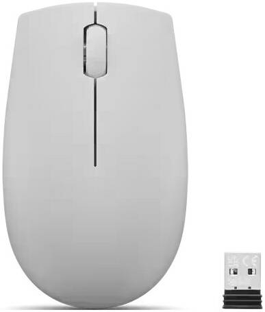 [GY51L15678] Lenovo 300 Wireless Compact Mouse, 2.4 GHz RF Wireless Connection, 1,000 dpi Laser Sensor, 3 Buttons, 32' / 10 m Wireless Range, Single AA Battery, Arctic Grey | GY51L15678