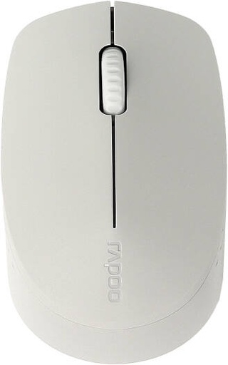 [18185] Rapoo M100 Silent Wireless Mouse, Optical Tracking Technology, High Resolution 1300 DPI Sensor, Support Bluetooth 3.0, 4.0, 5.0 & 2.4 GHz Connectivity, Light Grey | 18185