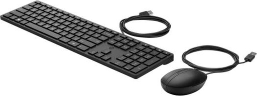 [9SR36UT] HP Wired Desktop 320MK Mouse & Keyboard, Full-Size K/B with Low-profile Quiet Keys, Wired USB-A Connection, 3-Button & 1000 dpi Optical Mouse, Tilt Adjustable, Win 10 & 11 Compatible, Black | 9SR36UT