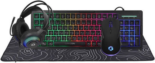 [GO-CYPHERW-XL-B] GAMEON GO-CYPHERW-XL All-In-One Gaming Combo Set, Keyboard, Headset, Mouse & Mousepad, Static RGB, 20HZ-20KHZ Frequency, USB2.0, Static RGB, Black | GO-CYPHERW-XL-B