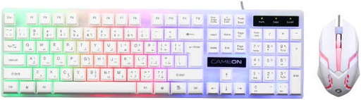 [GO21KM-W] GAMEON GO21KM-W DOMINION Wired Keyboard & Mouse 2 in 1 Combo, 104 Keys, English/Arabic Layout, Rainbow Backlight, 1600 Mouse DPI, 3 Mouse Keys, 8733 Chipset, White | GO21KM-W