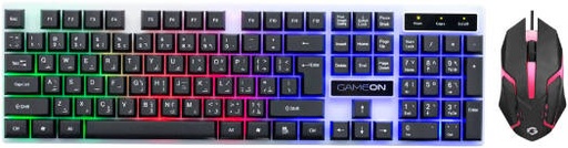 [GO21KM-B] GAMEON GO21KM-B DOMINION Wired Keyboard & Mouse 2 in 1 Combo, 104 Keys, English/Arabic Layout, Rainbow Backlight, 1600 Mouse DPI, 3 Mouse Keys, 8733 Chipset, Black | GO21KM-B