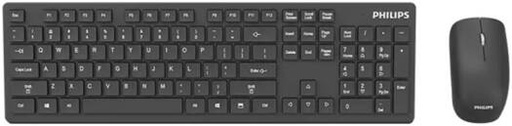 [SPT6602B/00] Philips C602 Wireless Keyboard And Mouse Combo, 104 Keys, 2.4 GHz Wireless Plug And Play, 1000 DPI, Low Profile, Ergonomic And Water Resistant Design, ENG-ARB Layout, Black | SPT6602B/00
