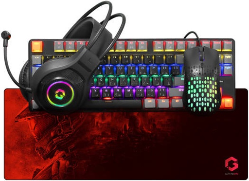 [GO-VIPER-X] GameOn Viper XL All-In-One Gaming Bundle, 3-Colors Keys LED 80% Mechanical Keyboards, Comfy Fabric Gaming Mousepad, 4 Level Adjustable DPI Mouse, Eye-catching RGB Gaming Design Headset | GO-VIPER-X