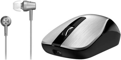 [31280002401] Genius MH-8015 Combo Wireless Mouse With Headset, 3 + Scroll Buttons, 800-1600 DPI Resolution, 88 dB Sensitivity, 1.1 mm Cable Length, Silver - Black | 31280002401